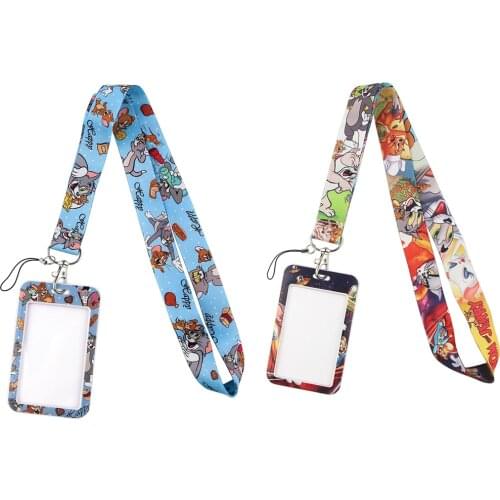 JF445 Cute Cat Funny Anime Lanyards for Key Neck Strap Lanyard Card ID Badge Holder Gym Key Chain Key Holder DIY Hanging Rope