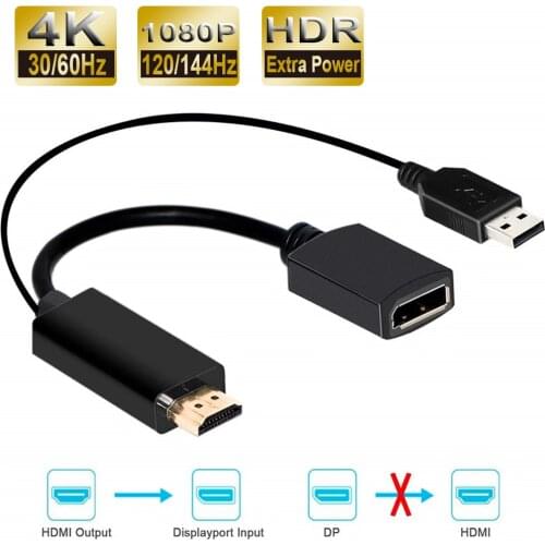 2021 Best 4K 60Hz HDMI to Displayport Adapter Cable 1080P 120Hz HDMI to DP Converter Male HDMI 2.0 to Female Displayport 1.4 PS4