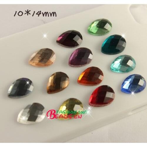20pc/lot faceted 10x14mm teardrop Crystal Glass rhinestones stones without holes Cabochon glass for dress shoes diy