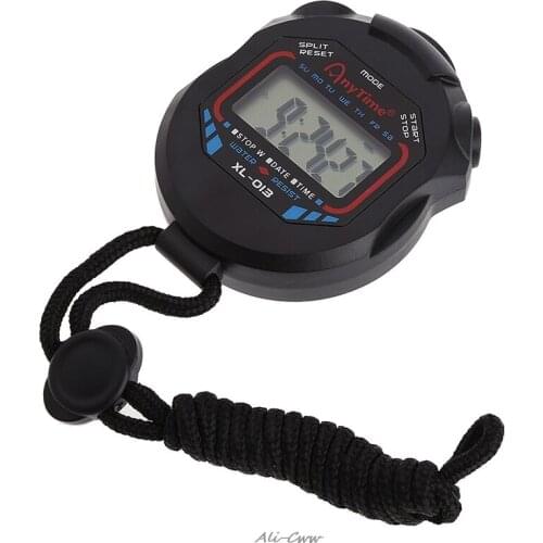 Classic Digital Professional Handheld LCD Chronograph Sports Stopwatch Timer Stop Watch with string