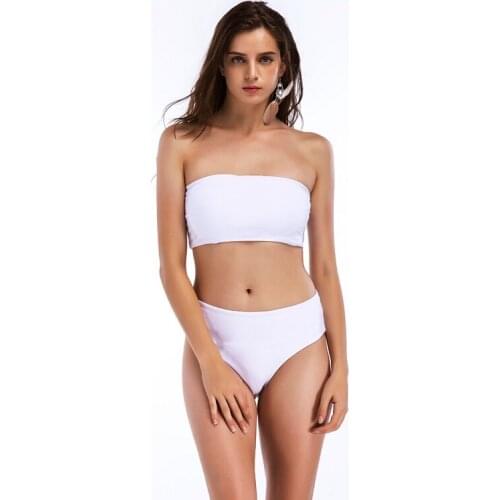 High Leg Bandeau bikini set Swimwear female swimsuit High Waist Bikini Women Bathing Suit biquini