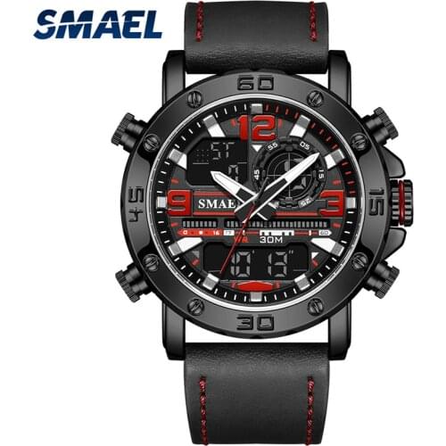 Quartz Watches Leather Band 30M Waterproof Clock Luminous Hands Dual Display Time SL-6011 Mens Watch Wristwatch reloj hombre