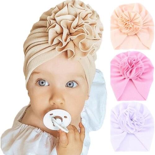 Cute Flower Baby Hat Toddler Turban Infant Head wraps Kids Bonnet Newborn Toddler Beanie Cap for 0-18m