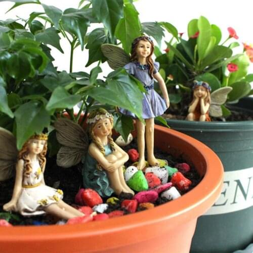 5pcs Mini Fairy Figurines Elf Set Resin Crafts Garden Miniatures Micro Landscape Angel Statue DIY Ornament Decoration Home Craft