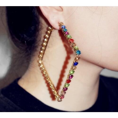 Fashion New Geometric Square Earrings Womens Rhinestone Retro Personality Earrings Party Accessories Temperament Earrings