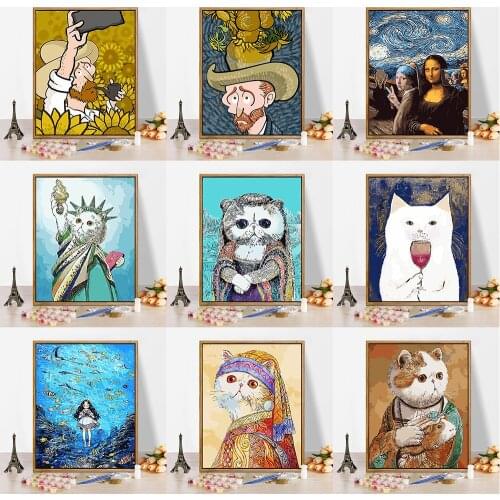Classic Special Cat Painting By Numbers Hand Painted Home Decor Kits Drawing Canvas DIY Oil Coloring Paint Pictures By Numbers