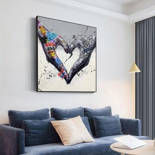 Wall Art Graffiti Hands Canvas Print Abstract Poster Painting Decoration Picture Nordic Scandinavian Modern Living Room Decor