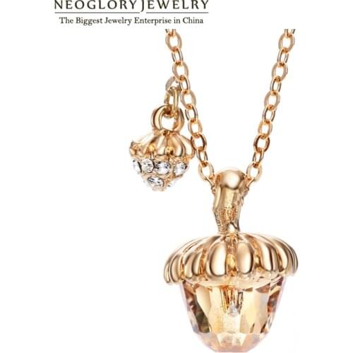 Neoglory Austrian Crystal & Rhinestone Necklaces & Pendants Champagne Gold Color for Women Jewelry Party Gift New