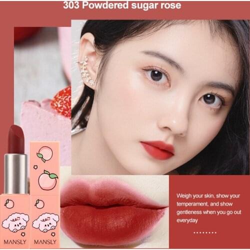 4 Colors New Peach Mousse Velvet Lipstick Female Student Lipstick Waterproof Long Lasting Lip Gloss Cosmetics TSLM1