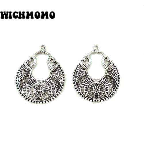 2020 New 5pieces/bag 34*28mm Zinc Alloy Round Water Drop Connector Charms Linker for DIY Earrings Necklace Jewelry Accessories