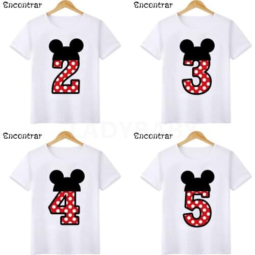 Baby Girls Happy Birthday Letter Bow Print Clothes Kids Number 1-9 Funny T shirt Boys Tops Children Birthday Present,HKP2416