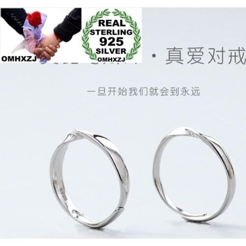 OMHXZJ Wholesale RR1352 European Fashion Fine Lovers Couple Party Birthday Wedding Gift Simple Mobius 925 Sterling Silver Ring