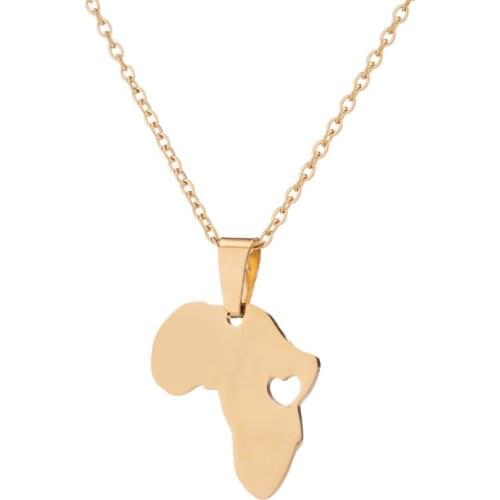 Stainless Steel Cute Africa Map Necklace Lucky Egypt South Africa Kenya Nigeria Map Africa Pendant Necklace Hometown Jewelry
