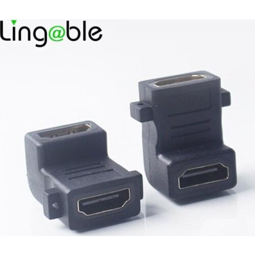 Lingable HDMI Adapter Right Angle 90 Degree HDMI female to female F/F Extension Coupler Connector Converter for HDMI Panel HDTV
