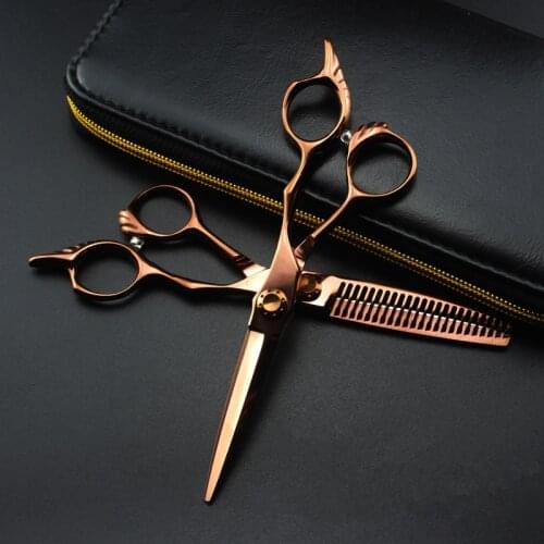 Professional japan 440c 6 '' Bronze cut hair scissors cutting barber makas haircut scissor thinning shears hairdressing scissors
