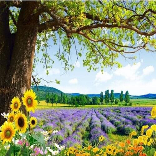 Drop Shipping photo Wallpaper Pastoral Lavender TV Background Wallpaper Living Room Bedroom Wallpaper High Quality Mural