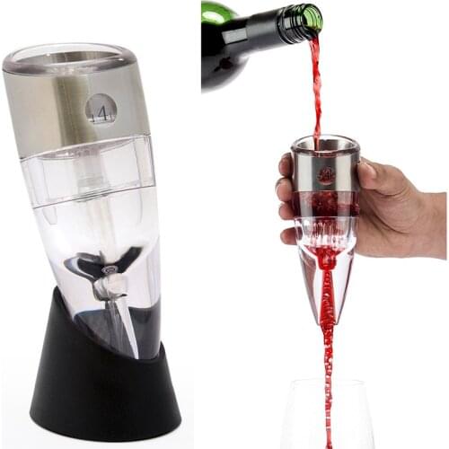 Adjustable Wine Aerator Quick Aerating Wine Pourer Red Wine Whiskey Magic Aerator Decanter Pourer Spout with Holder Bar Tools