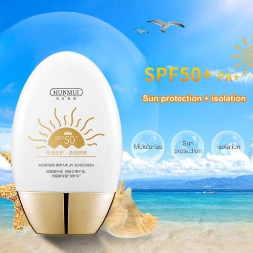 60ML HUNMUI Sun Cream Moisturizing Makeup Sunscreen Anti-Tanning Natural Moisture Repair UV Sunscreen for Women