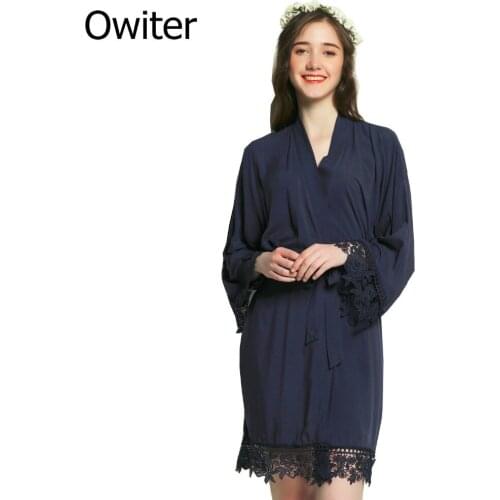 Bridesmaid Robes Rayon Cotton Lace Robes Bride Robes Kimono Bridal Robes Bride Women Wedding Robe Bathrobe Bride Sleepwear Blue