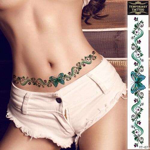 Tatoo hip For Women Body Art Painting Arm Legs Tattoos Sticker Realistic Fake Black Rose Waterproof Tattoos