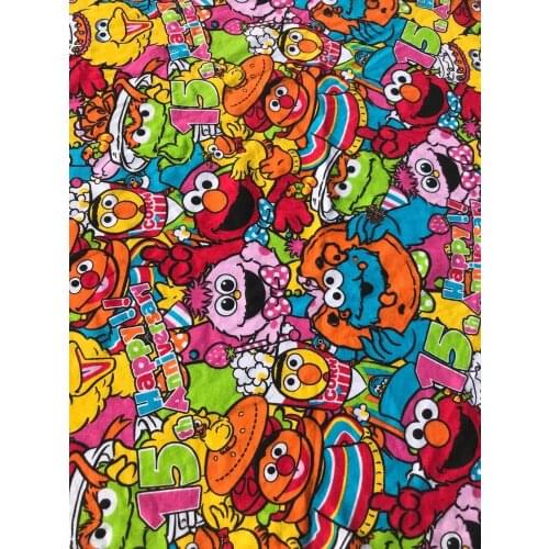 100X190cm Sesame Street Knitting elastic cotton fabrics Cartoon print Patchwork DIY Child clothing material Sewing