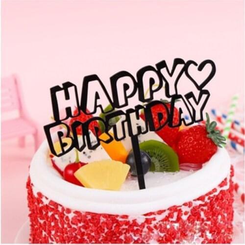 New Acrylic Happy Birthday Cake Topper Golden Hollow Letters Cake Topper for Kid Birthday Party Baking Cake Decorations Supplies