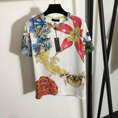 High Quality Starfish Shell Fashion Women Casual Top Letter Print Short-Sleeved T-Shirt Tee Oversize Summer Fashion Clothing