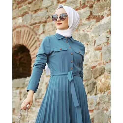 Skirt Pleated Dress Eid Mubarak Kaftan Dubai Abaya Turkey Muslim Fashion Hijab Dress Islam Clothing Abayas Maxi African Dresses