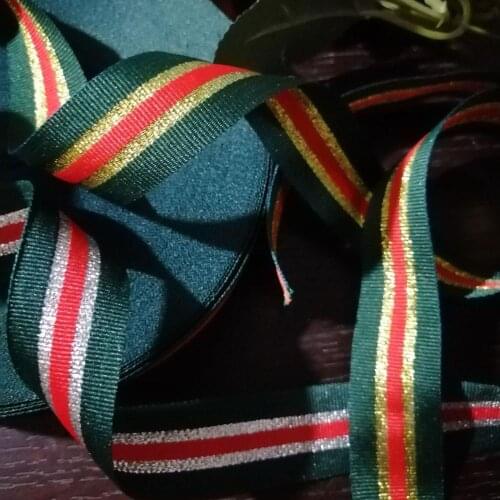 Green Gold 25mm Handmade Stain Ribbon DIY Medal Ribbon Sewing Cloth Hat Backpack Straps Hand band Ribbon Bias Tape Accessories