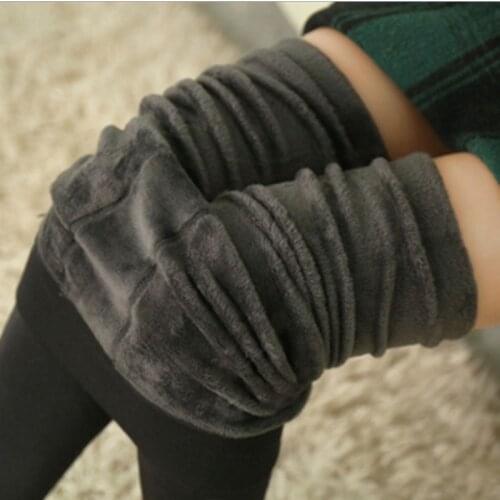 Womens winter leggings solid color plus velvet thickening leggings wear large size stepping foot warm pants womens clothing