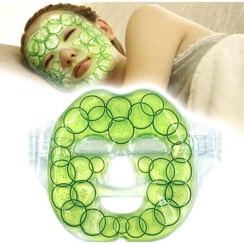 1Pc Cucumber Cold Gel Face Mask Ice Compress Green Full Face Cooling Mask Fatigue Relief Relaxation Pad Reduce Wrinkles