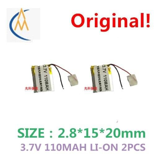 2PCS New sufficient capacity polymer li-ion battery 3.7 V 281520 110 mah MP3 bluetooth headset/equipment/mini LED sound