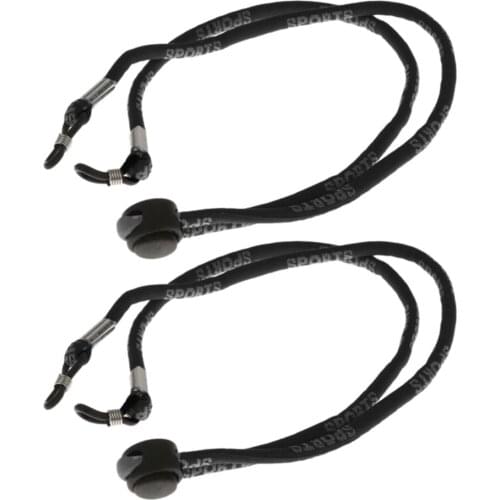 2pcs Portable Silicone Eyeglasses Strap Sunglasses Sports Band Cord Holder for Home Sports Gym Running Outdoor Use - Black