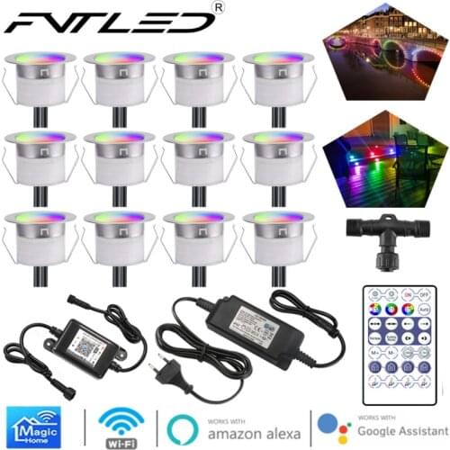 20 PCS 45mm Symphony Wifi Bluetooth Remote LED Deck Lights Recessed IP67 Outdoor Landscape Garden Pathway Stair Decoration Lamp