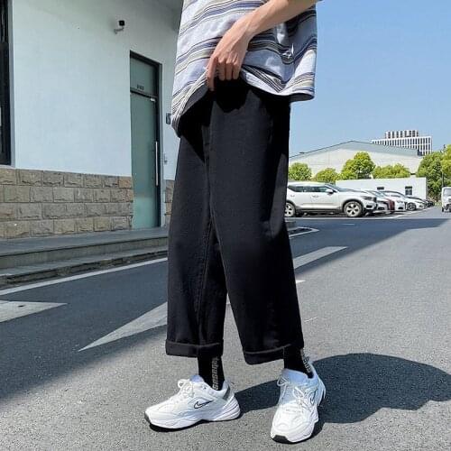 2021 Mens 8-color Baggy Homme Classic Casual Pants Cargo Pocket Jeans Straight Pants Solid Biker Denim Trousers Plus Size M-3XL