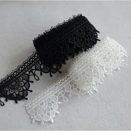 3 Meters 3.5cm Width High Quality Black White Water Soluble Lace Fabric Decoration Garment Accessories Trim