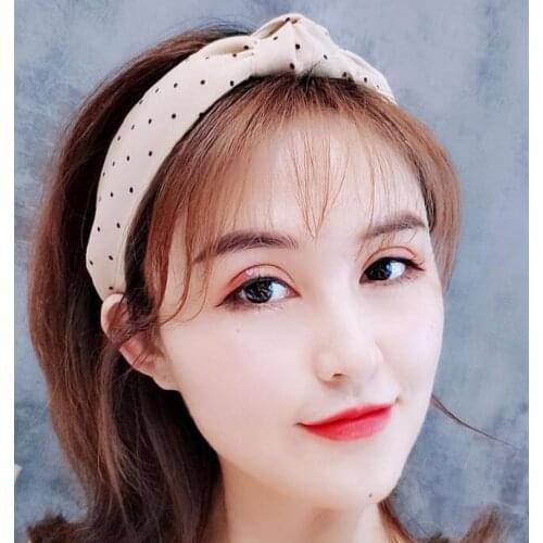 40pcs/lot DIY Simple Multi Fabrics Wave Point Gauze Head Bands Lady Bowknot Wide HeadBands Hair Styling Tools Accessory HA1046