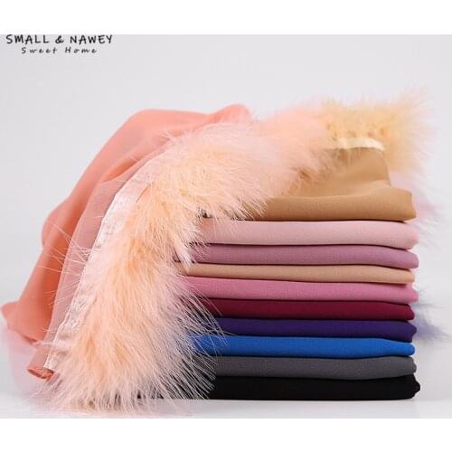 70*175CM 2020 fashion new ladies knit chiffon headscarf Malaysia Indonesia feather decoration scarf shawl wholesale