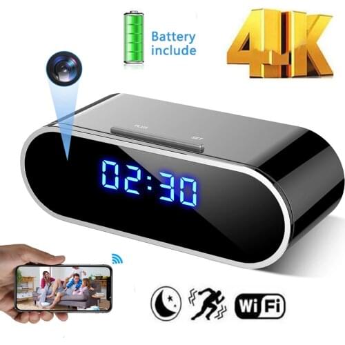 P2P/AP Wifi Camcorder HD 4K Wireless Clock Camera Night Vision Motion Detection Micra ip Cam Remote View Suport Hidden tf card