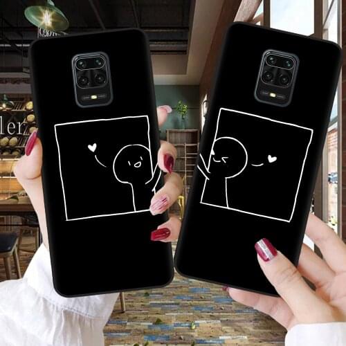 Black Phone Case For Fundas Xiaomi Mi 10T Lite 10 Ultra Redmi Note 9S 7 8 9 Pro 8T Cover Funny Couples Shell Coque Cute Cat Pig