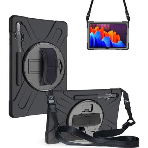 Kids Shockproof Heavy Duty Case For Samsung Galaxy Tab S7 Plus S7+ 12.4 SM-T970 T975 Tablet Shell Protector Cover Shoulder Strap