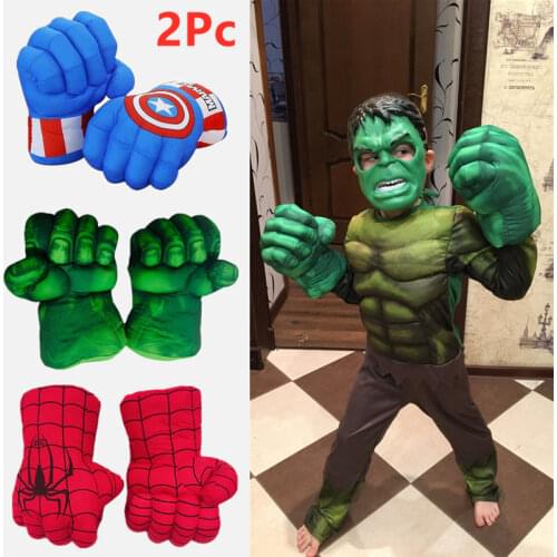 Kids Halloween/Carnival Avengers Superhero Hulk/Spiderman/Captain America/ Thanos Cosplay Party Gifts Gloves Props