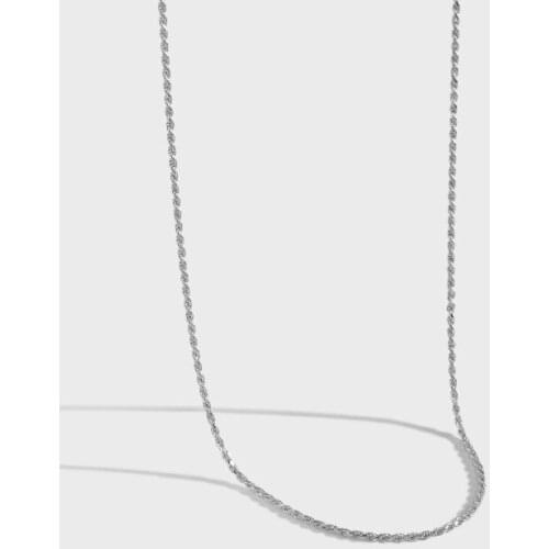 1.2mm Authentic 925 Sterling silver White/ Gold Double Rows Twist Rope Necklace Jewelry Charms TLX2275