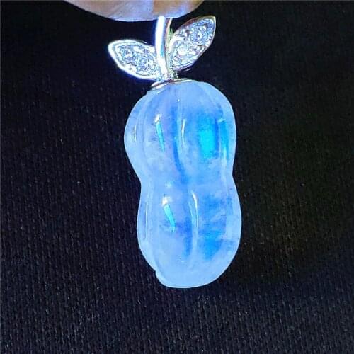 Natural Blue Light Moonstone Necklaces Pendant Woman Female Healing Crystal Suspension Natural Stone Pendant Bead 17*9mm