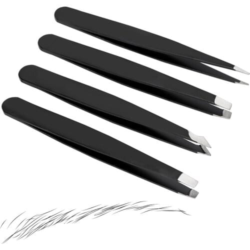 Maintenance Tools 4 Piece/Set For DIY Eyebrow Industrial Precision Straight Tweezers Anti-static Stainless Steel Tweezers