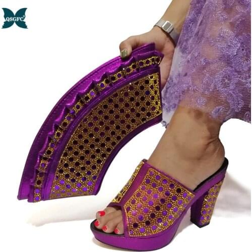 Italian Design Ladies Shoes and Bags To Match Shoes with Bag Set in Purple Color Shoes and Bag Set African Sets 2020 Party Shoe