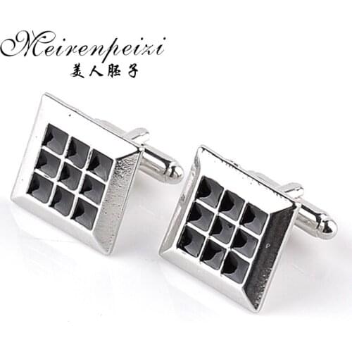 Classic Cufflinks Male French Shirt Black Enamel Metal Cufflinks Male Business Dinner Jewelry & New Year Gift Wedding Best Man