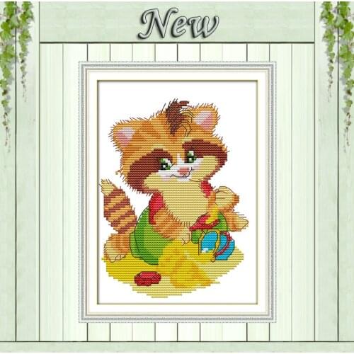 Lovely cat panda animal cartoon decor painting counted print on canvas DMC14CT 11CT Cross Stitch Needlework Sets Embroidery kits