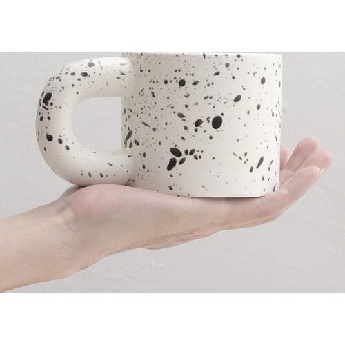 Creative Splash-ink Porcelain Coffee Mug Personalized Kitchen Office Drink Water Milk Tea Cup With Fat Handle Modern Home Decor