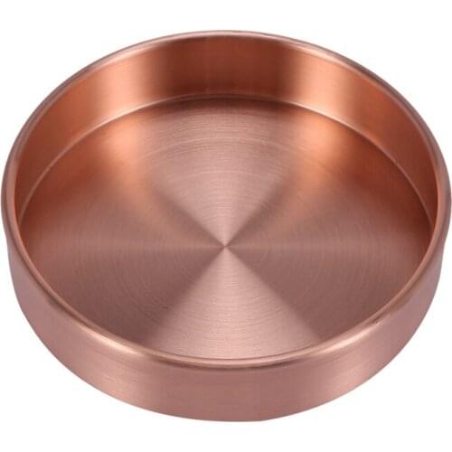 Nordic Copper Round Storage Tray Desk Metal Storage Organizer Jewelry Organizer Small Items Storage Dishes Home Decor